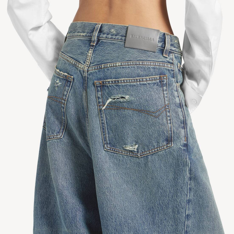 Women's Low Crotch Baggy Jeans in Dirty Vintage Blue 6