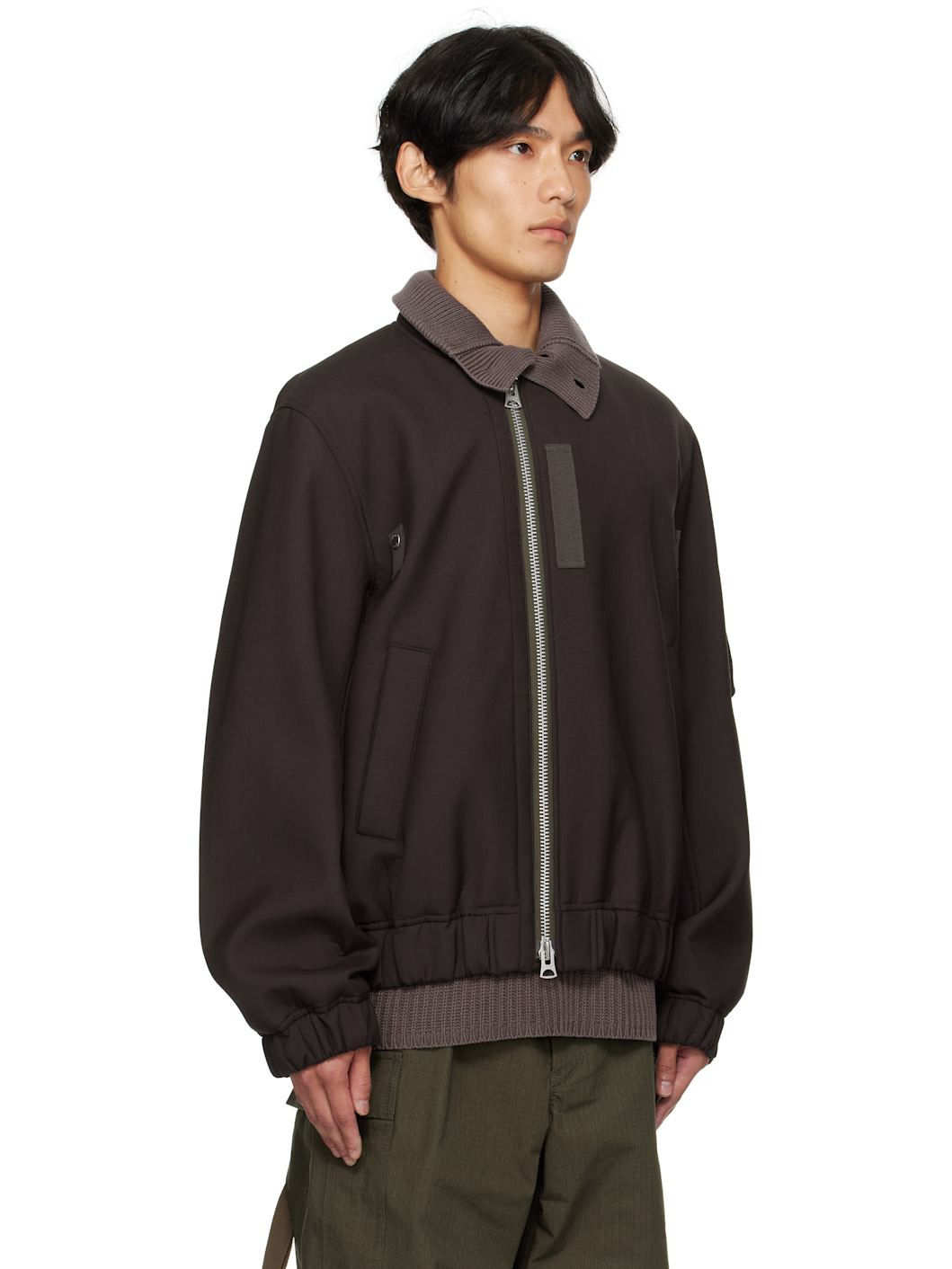 Brown Suiting Blouson Bomber Jacket - 2
