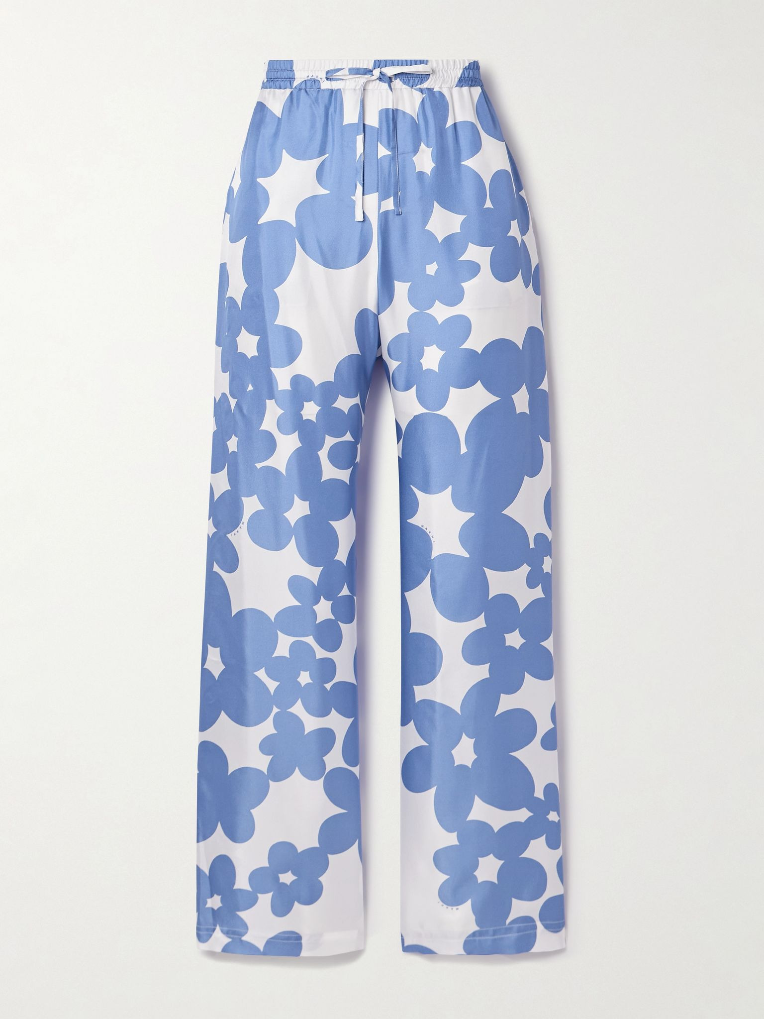 Floral-print silk-satin twill straight-leg pants Multi - 1