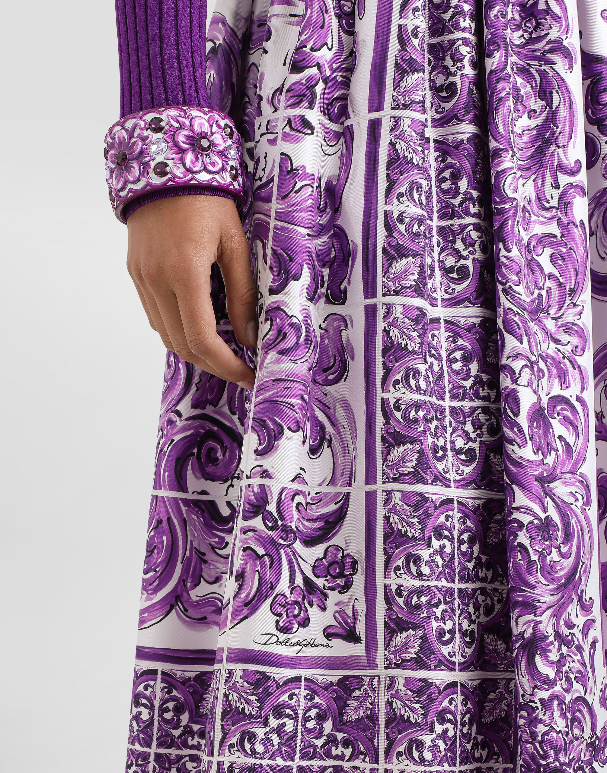 Majolica-print twill skirt - 4