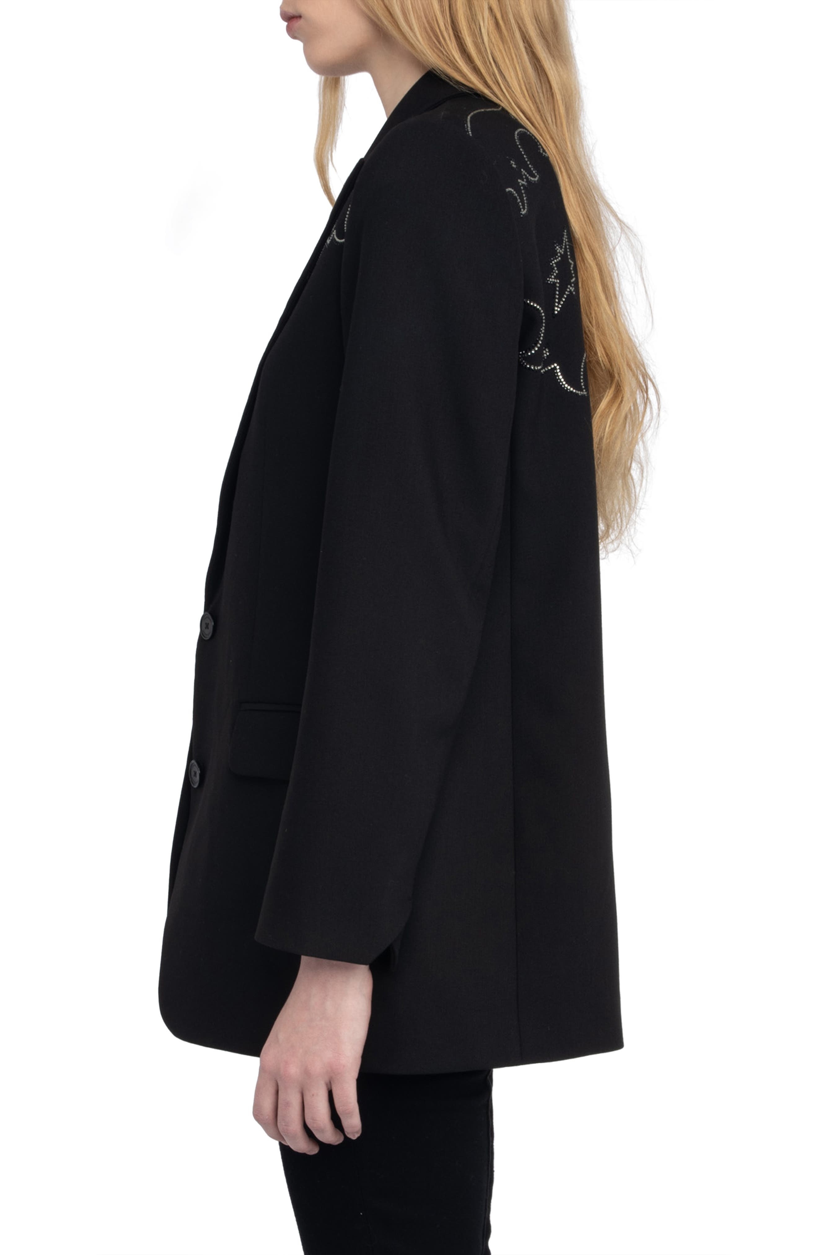 Zadig & Voltaire Viva Rhinestone Detail Jacket in Black at Nordstrom - 3