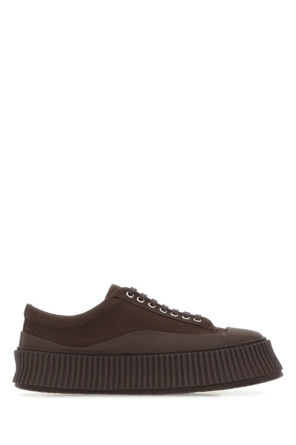 JIL SANDER Brown Canvas And Rubber Sneakers - 1