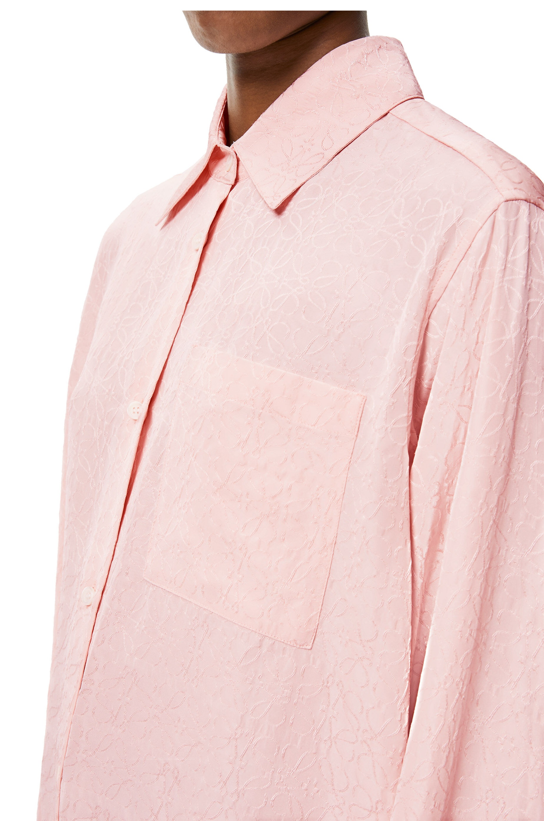 Anagram jacquard  long shirt in silk - 5