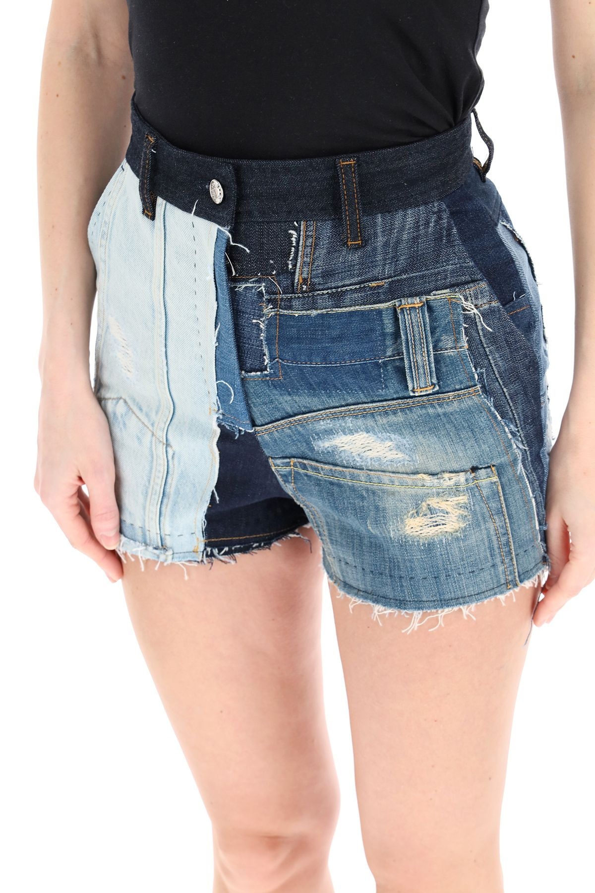 PATCHWORK DENIM SHORTS - 5