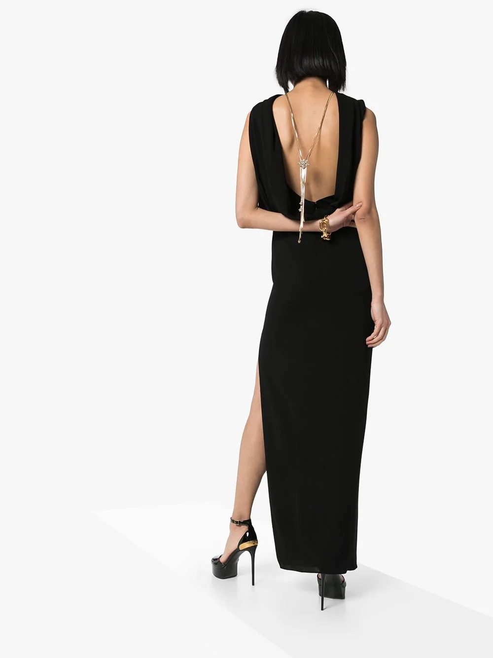 sleeveless side slit gown - 4