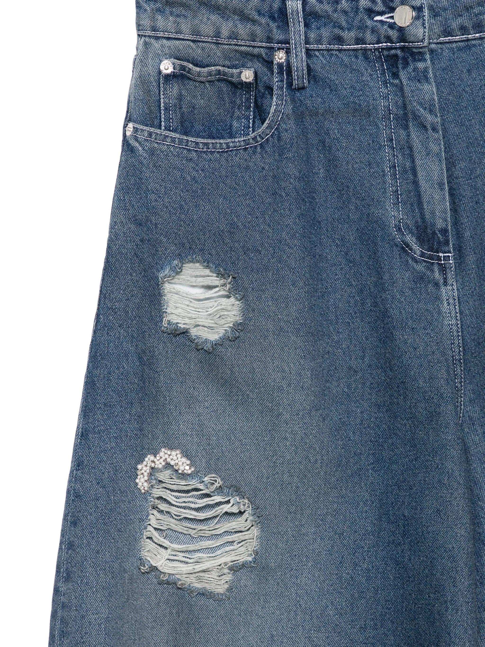 distressed puddle jeans - 3