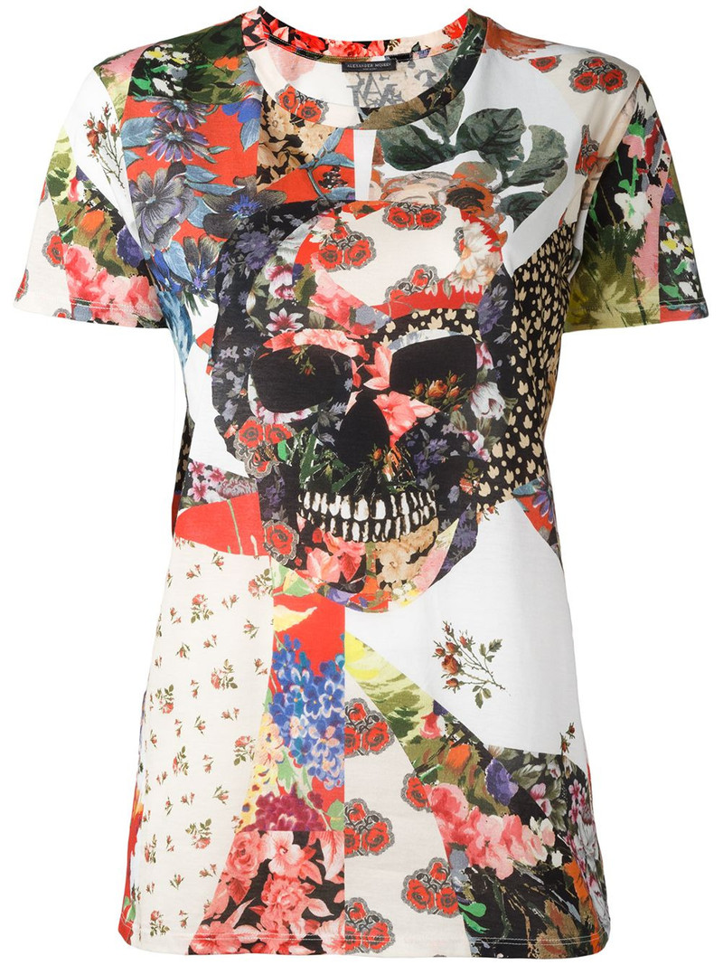 floral skull T-shirt 1