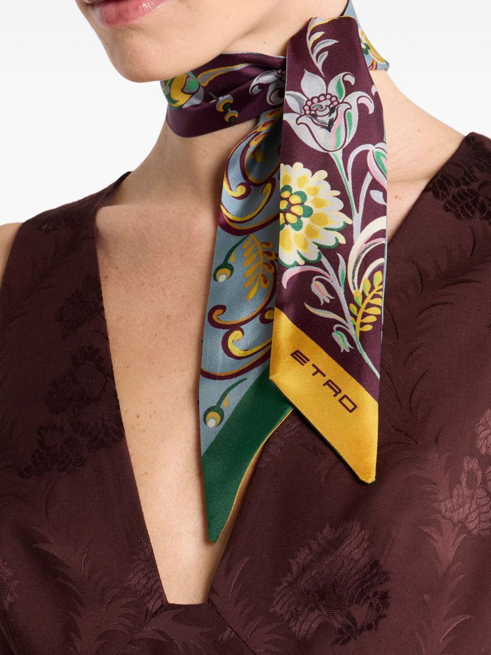 paisley-print  silk scarf - 2