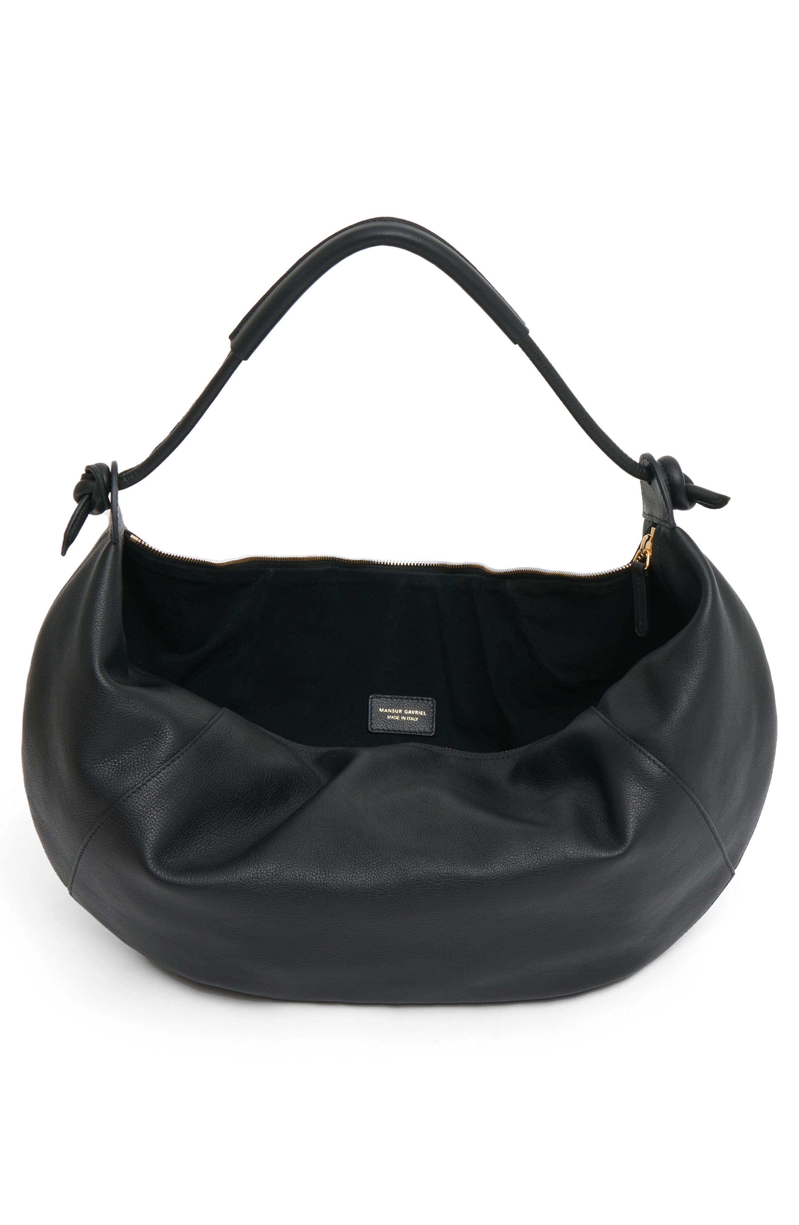 Mansur Gavriel Fortuna Leather Hobo Bag in Black at Nordstrom - 3