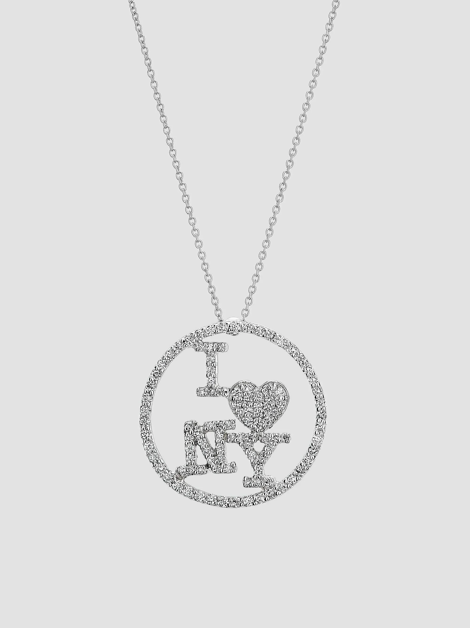 Women's Tiny Treasures 18K White Gold & 0.60 TCW Diamond "I Love NY" Pendant Necklace - White Gold - 1