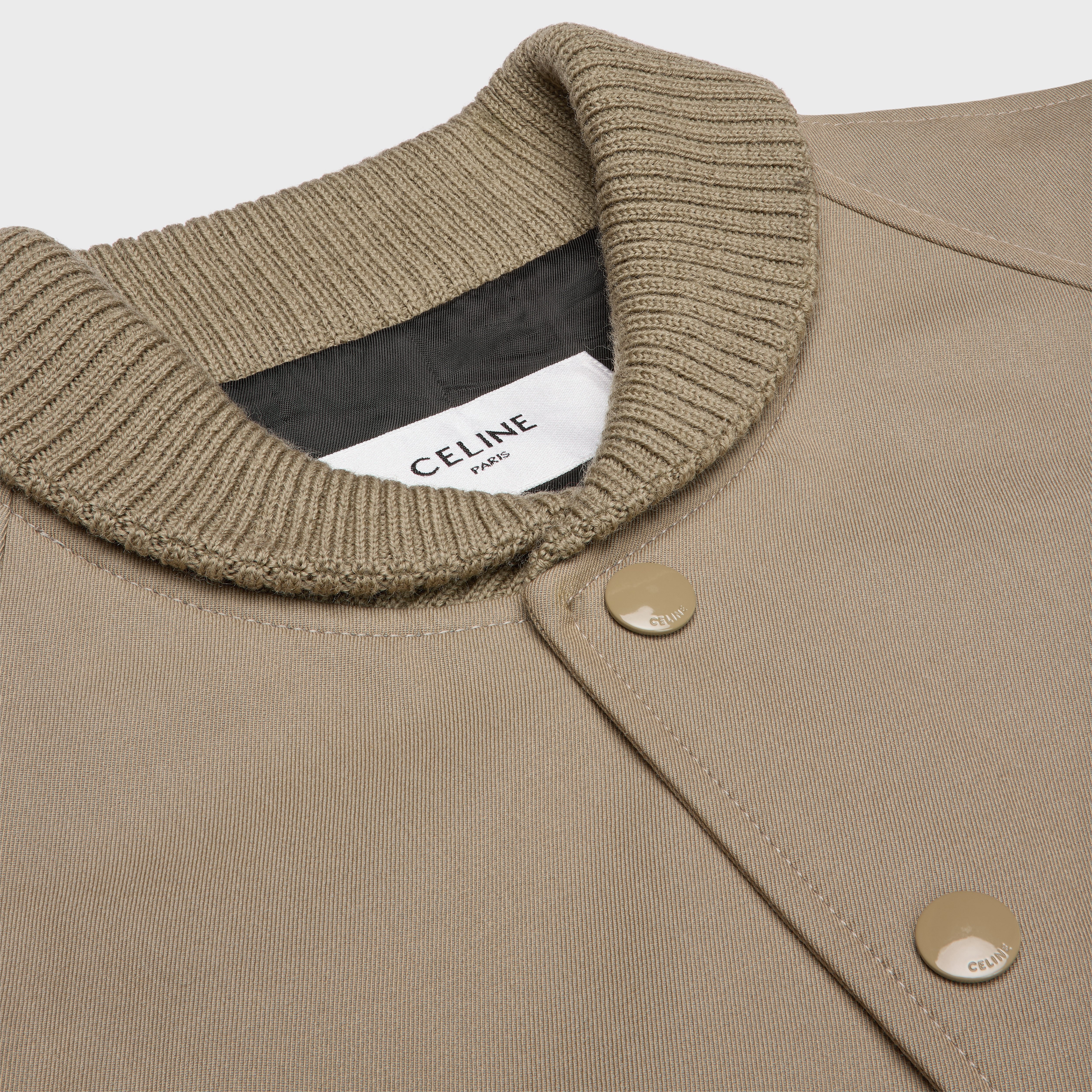 CELINE triomphe teddy jacket in cotton and wool gabardine