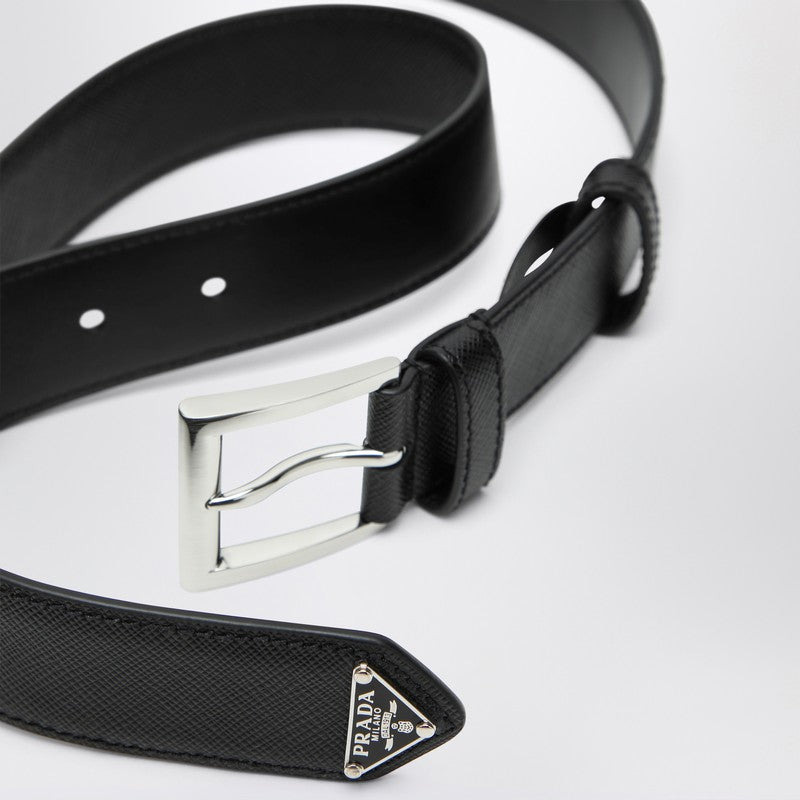 Prada Black Saffiano Belt Men - 2