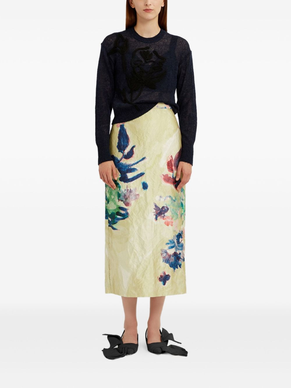 floral-print midi skirt - 3