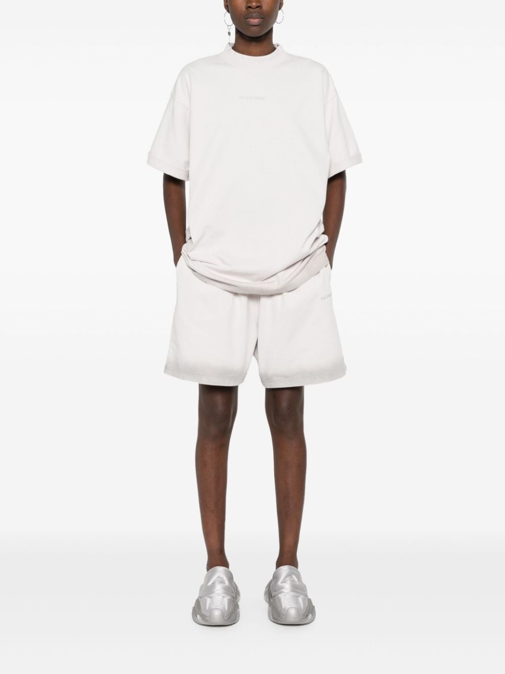 reflective-logo cotton track shorts - 2