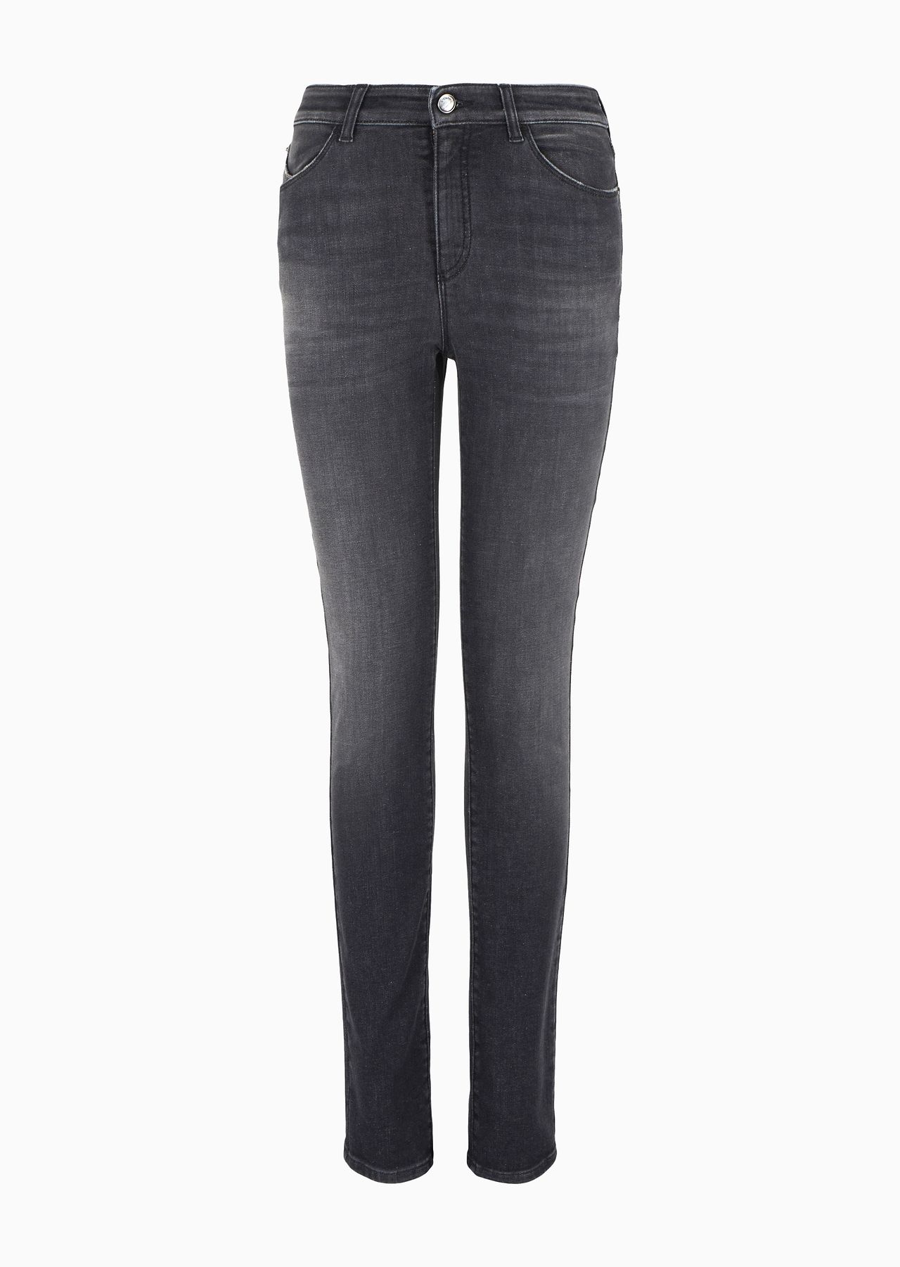 J18 High-rise, skinny-leg jeans in a worn-look denim - 1
