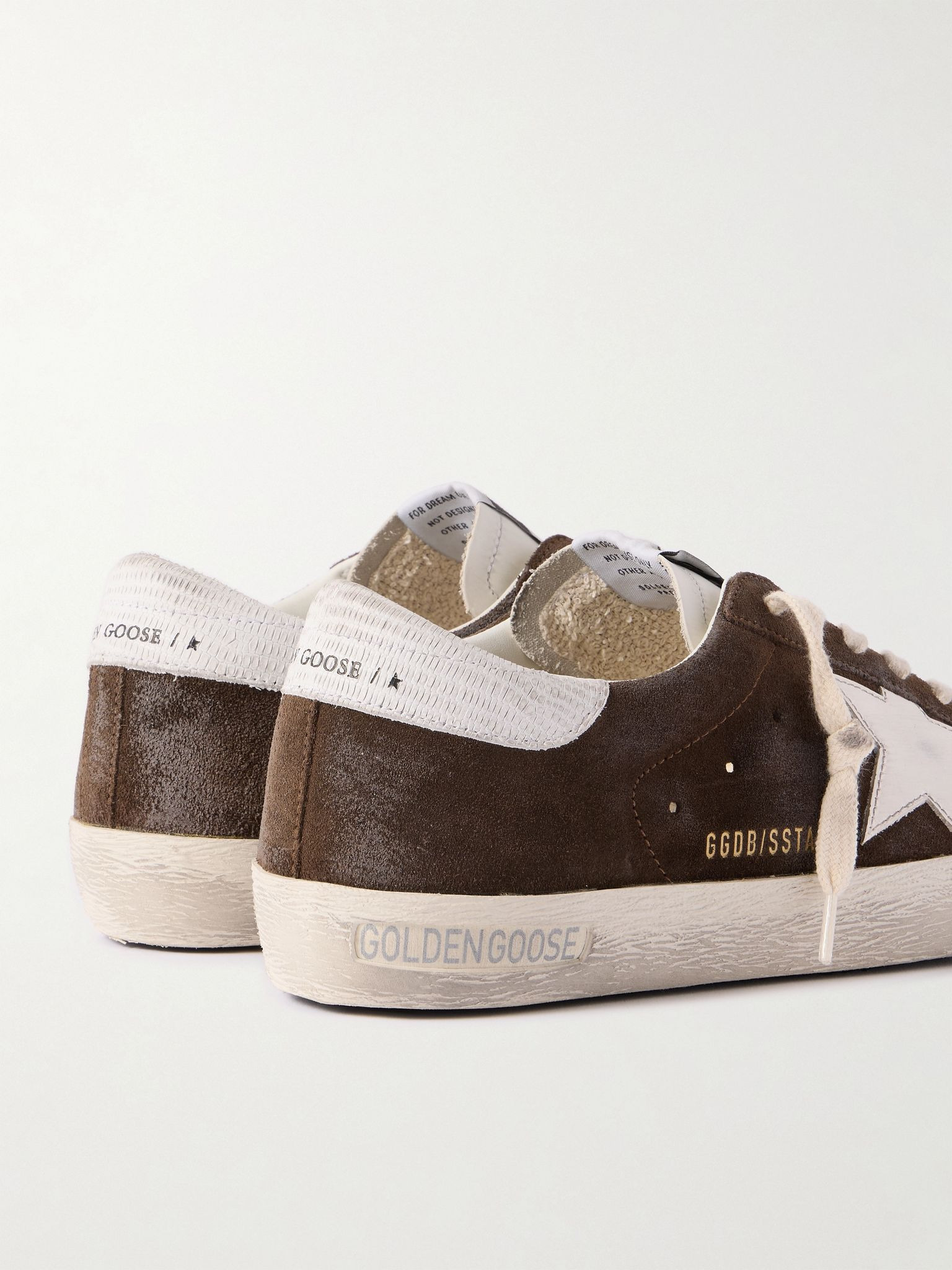 Super-Star Distressed Leather-Trimmed Suede Sneakers Brown - 5