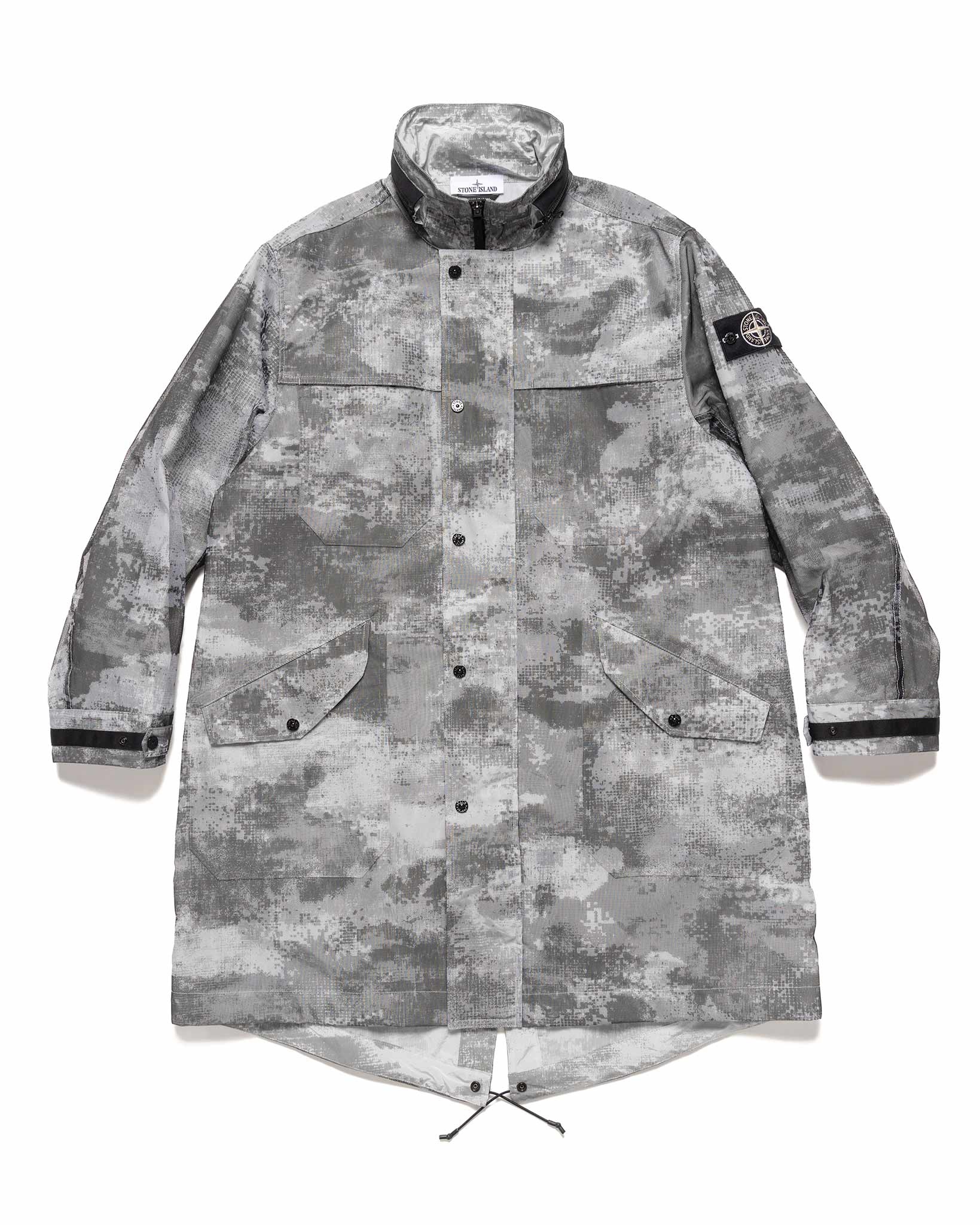 Stone Island Dissolving Grid Camo Mesh On Reflective Econyl