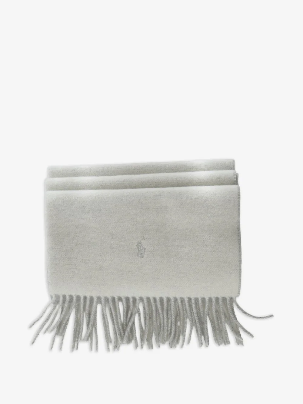 logo-embroidered fringed scarf - 1
