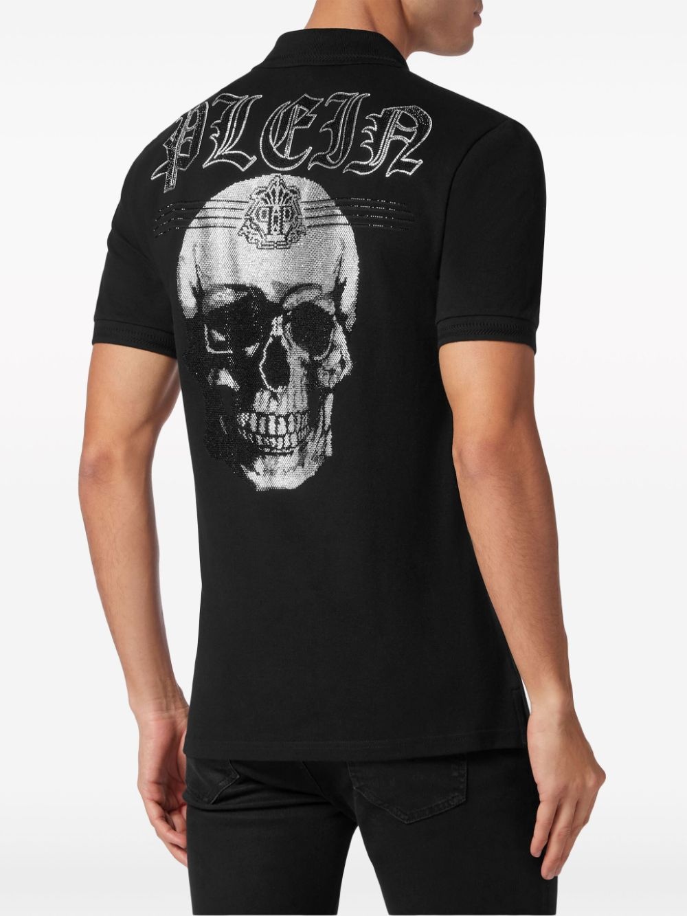 skull-print rhinestone-embellished polo shirt - 3