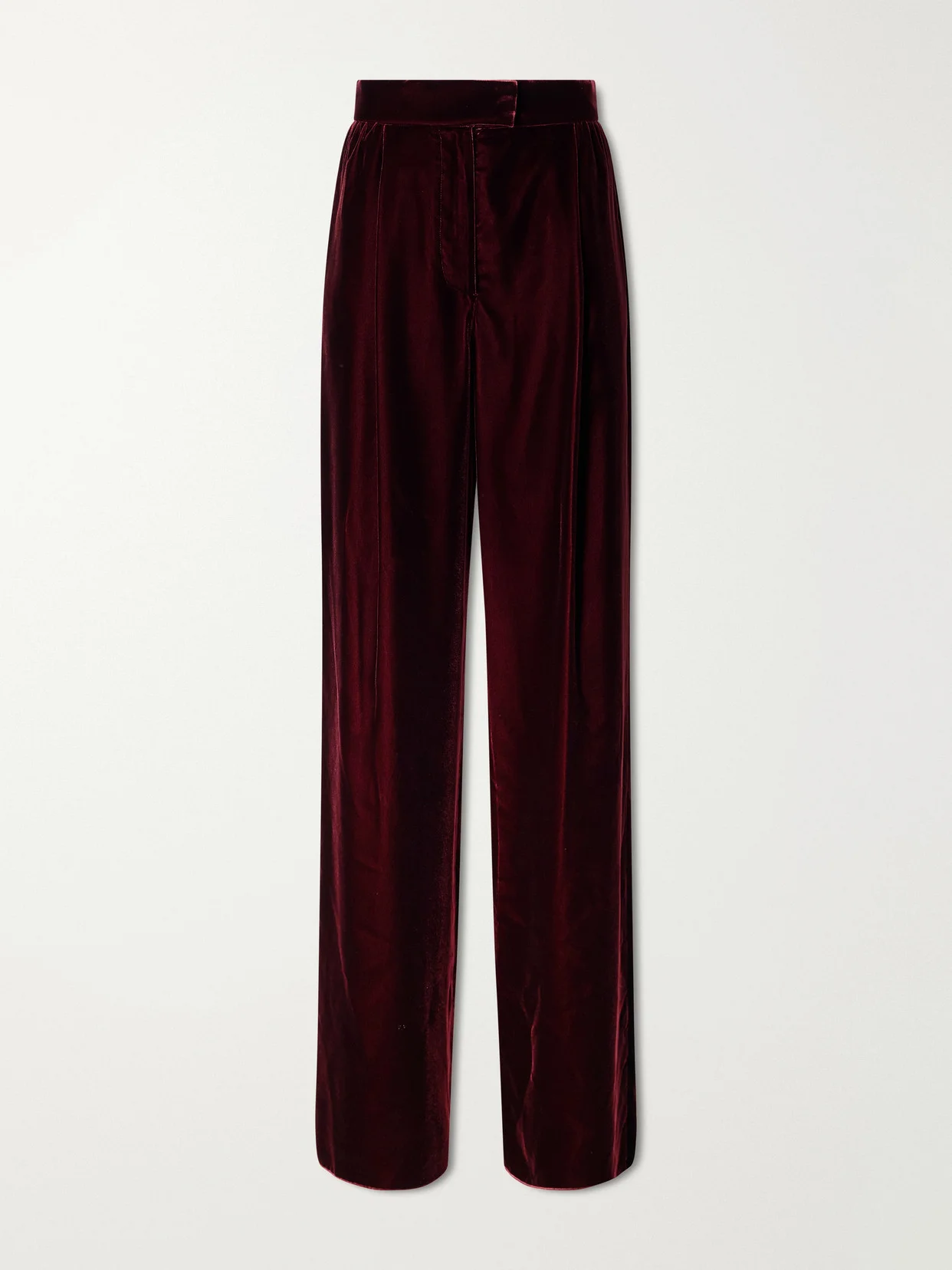 Pleated Velvet Wide-leg Pants - 1