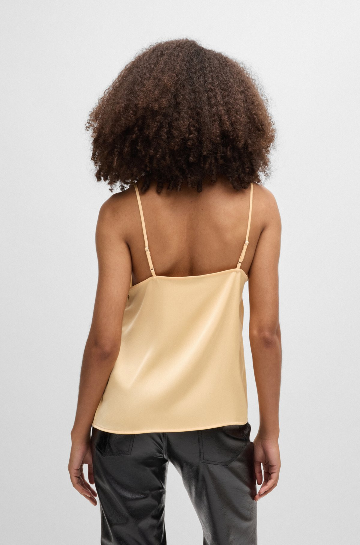 HAMMERED-SATIN CAMISOLE WITH LACE INSERT - 4