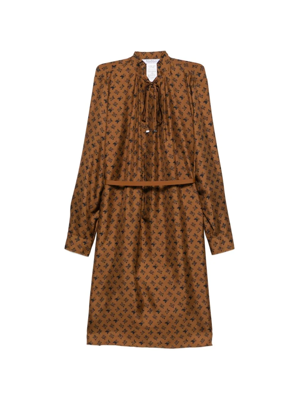 logo-print belted midi dress - 1