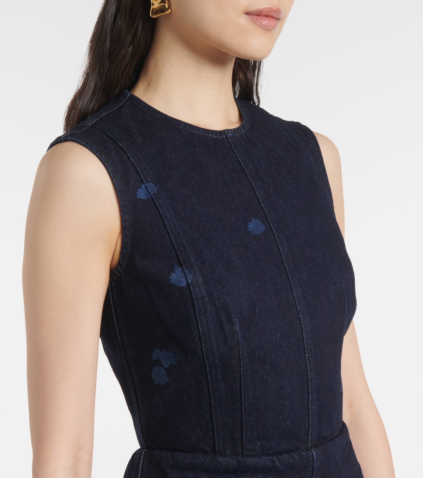 Floral denim midi dress - 4