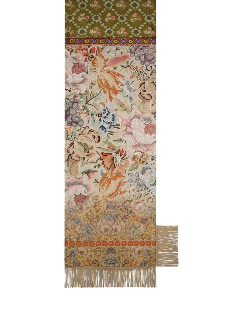Pierre-Louis Mascia floral-tapestry fringe scarf outlook