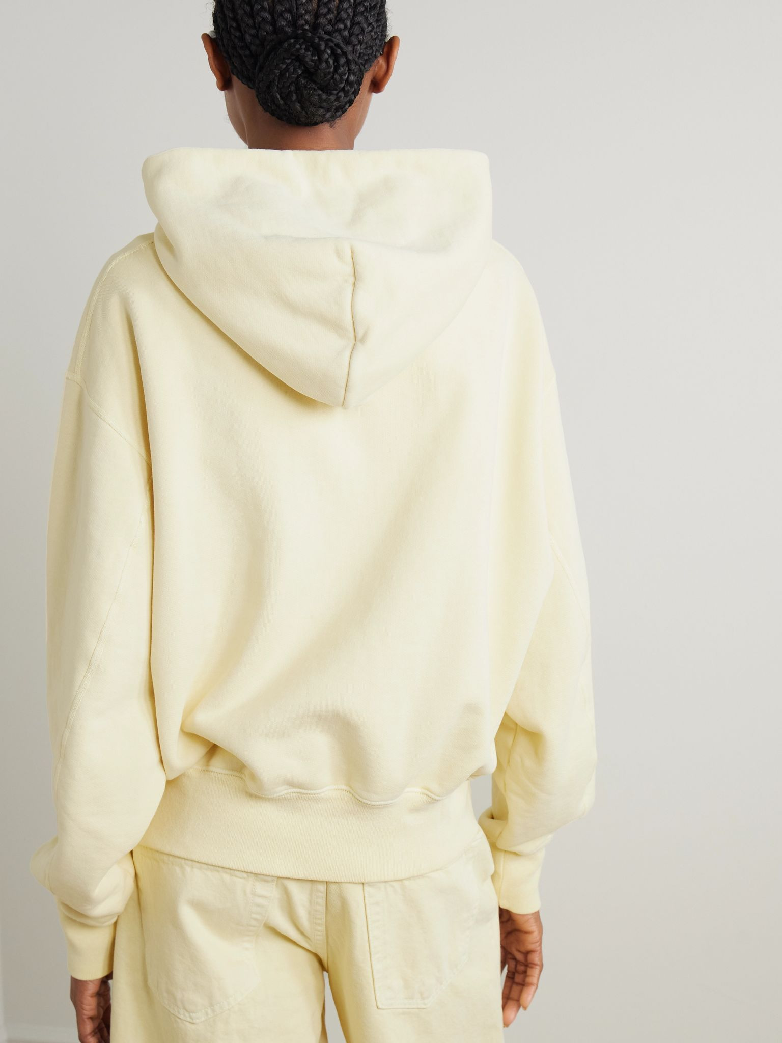 Cinch cotton-jersey hoodie Yellow - 3
