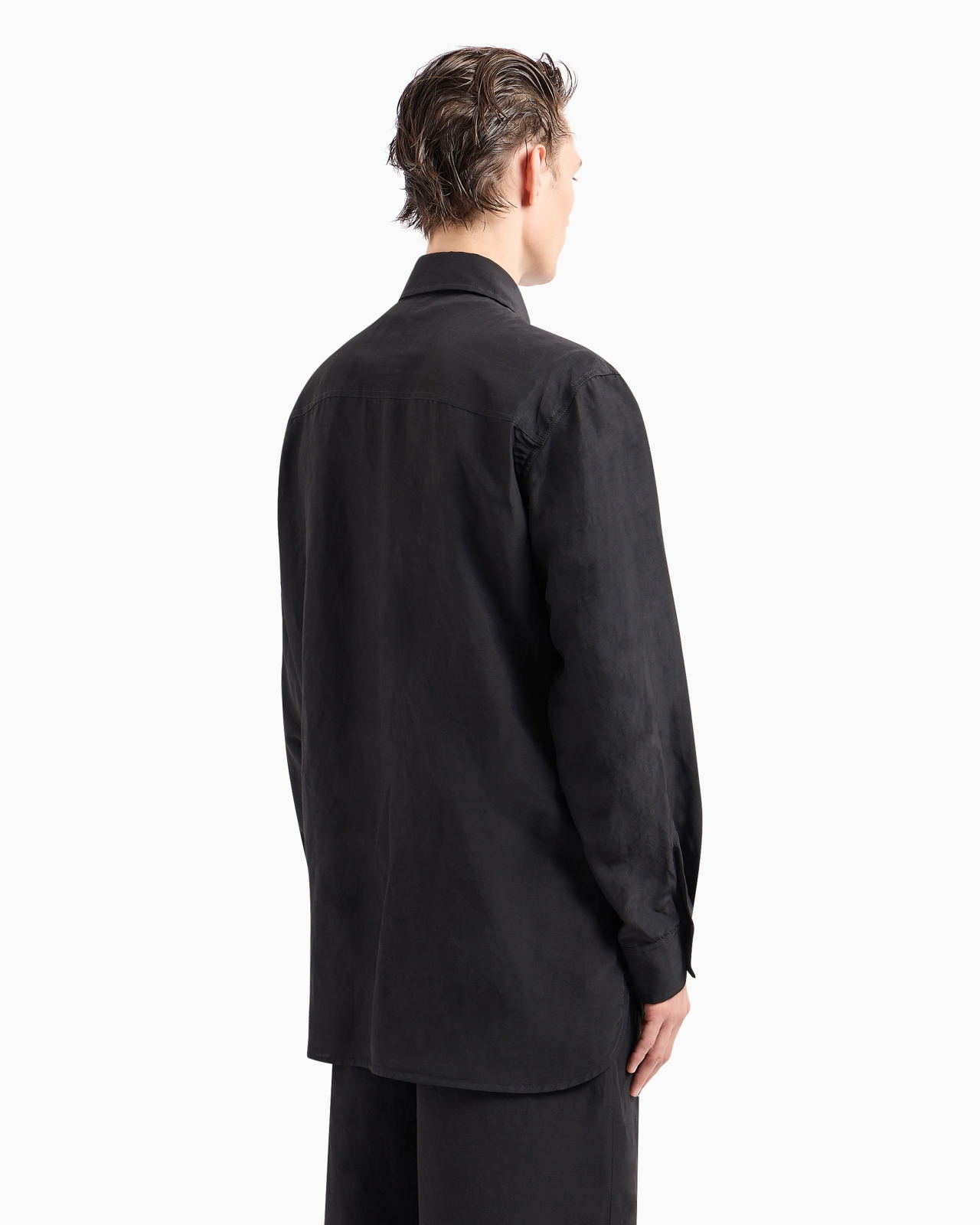Viscose and linen canvas shirt jacket with zip - 3