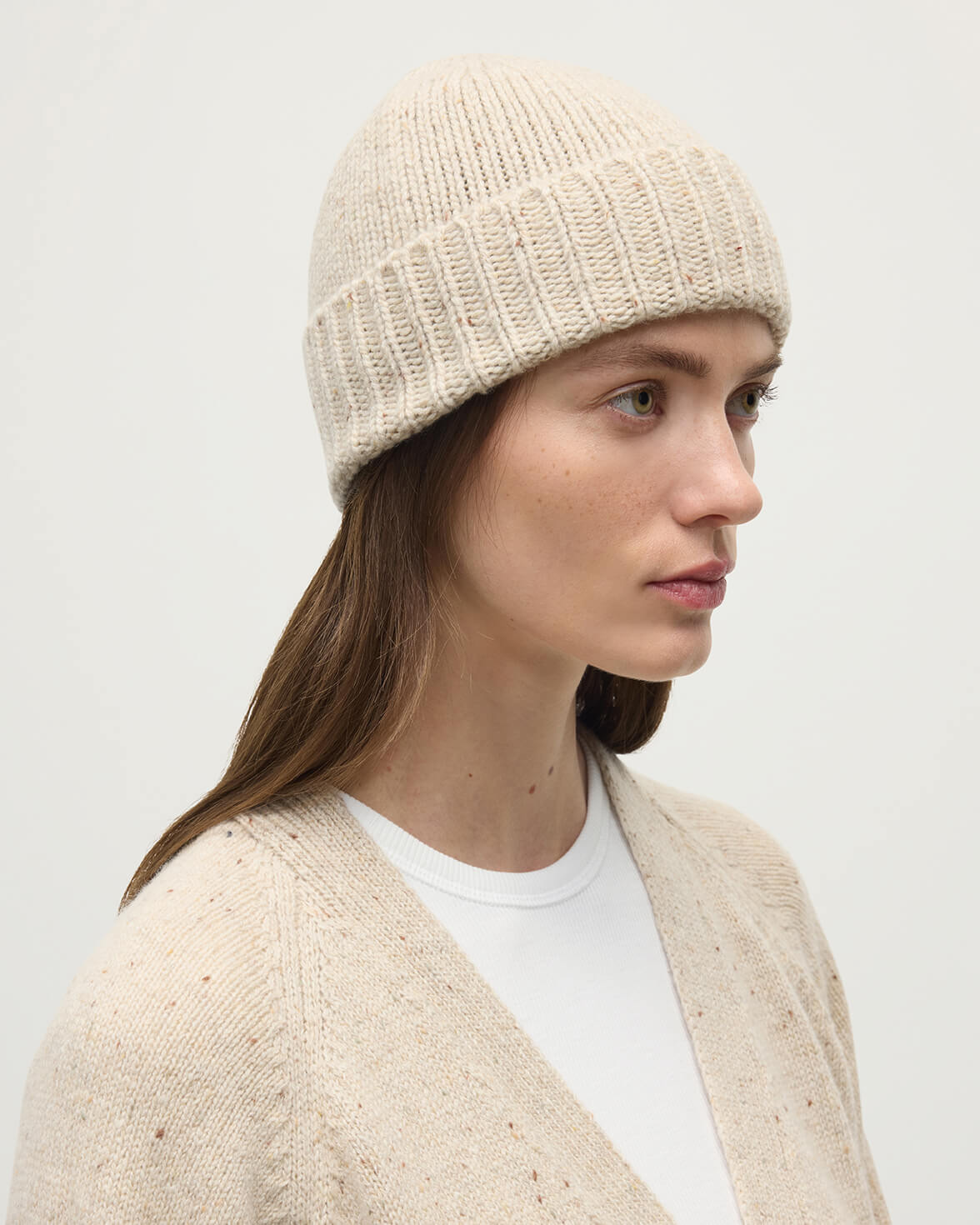 Donegal Cashmere Cream Beanie - 2
