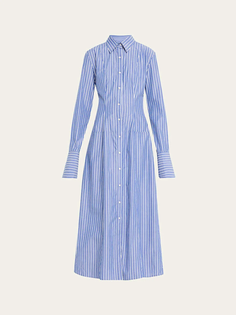 Sammy Striped Collared Midi Shirtdress - 1