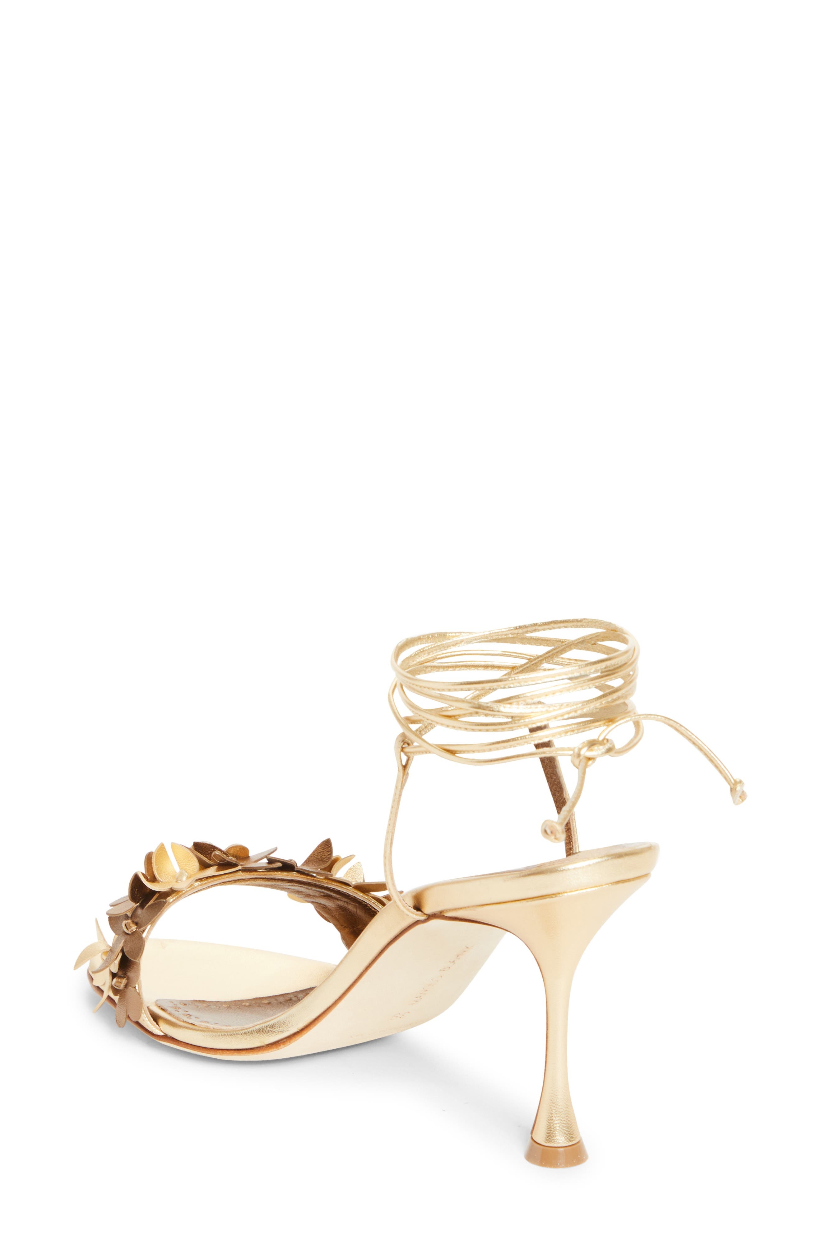 Manolo Blahnik Anista Floral Sandal in Gold at Nordstrom - 2