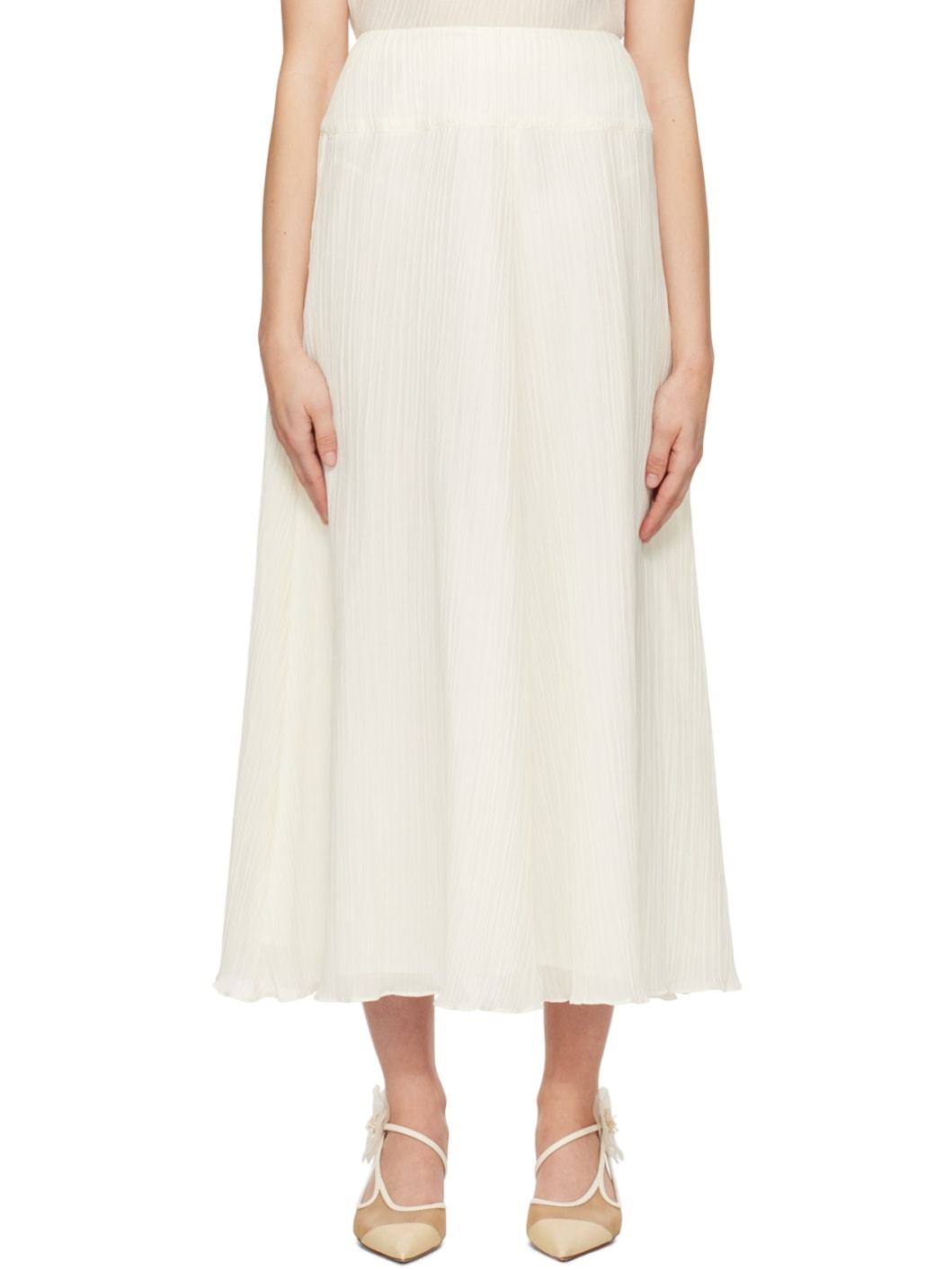 Off-White Parchment Midi Skirt - 1