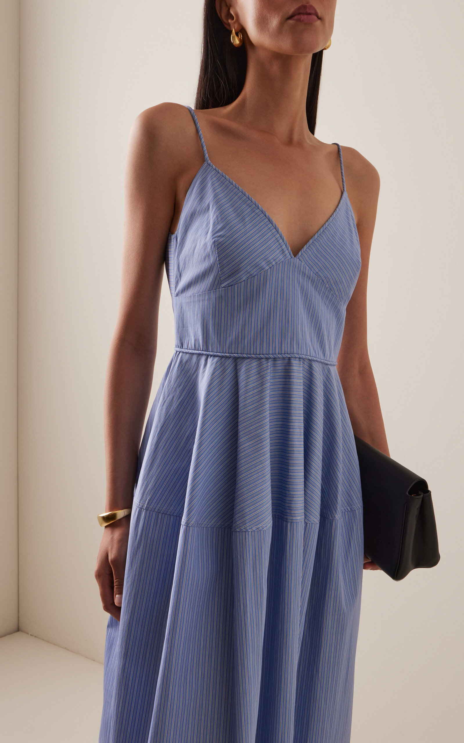 Striped Cotton Camisole Dress blue - 3