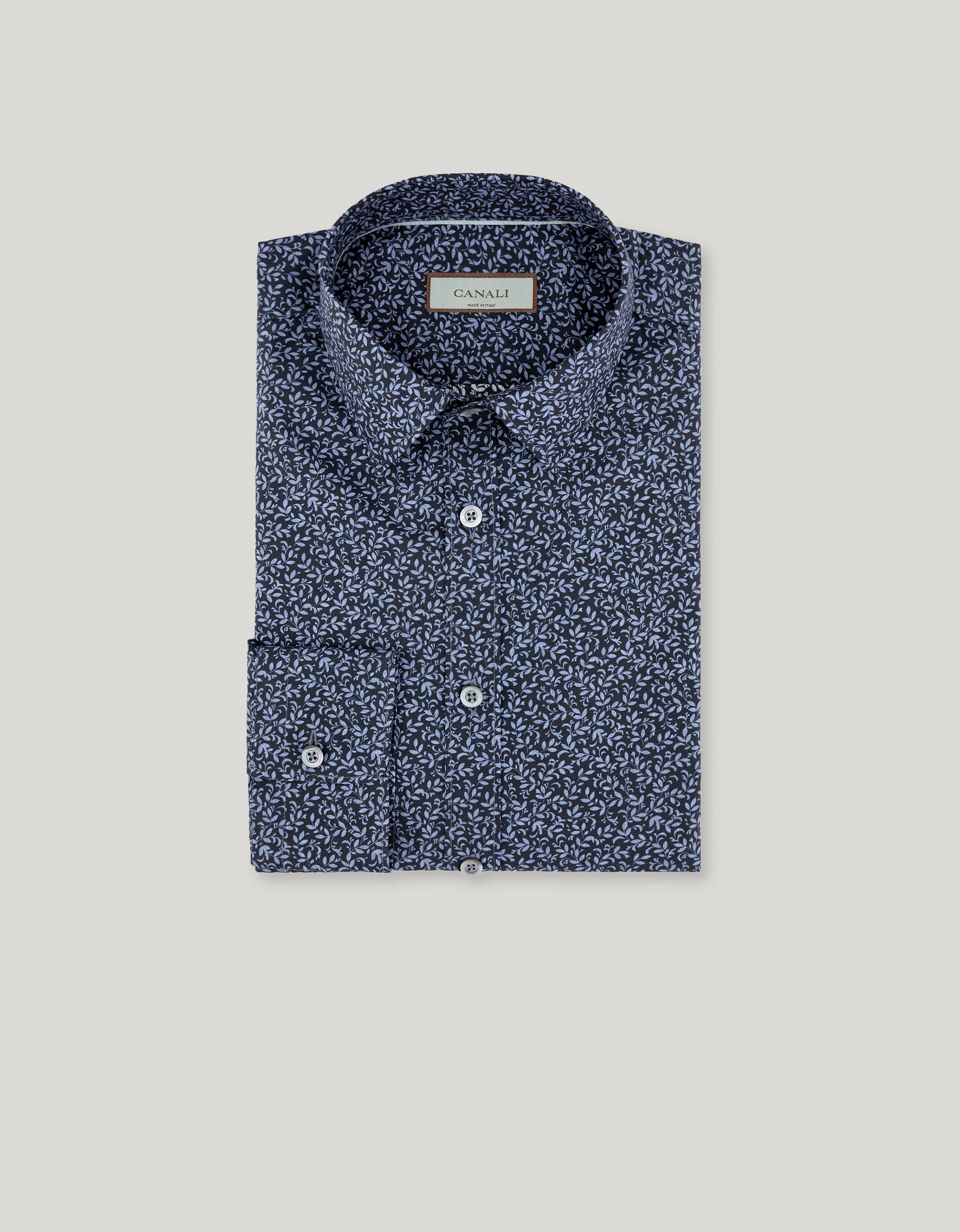 LIGHT BLUE AND BLUE CASUAL PRINTED COTTON AND LYOCELL SHIRT - 1