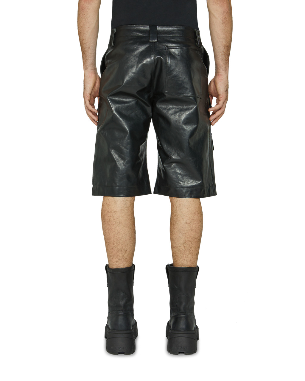 FRONT POCKET LEATHER CARGO SHORTS - 5