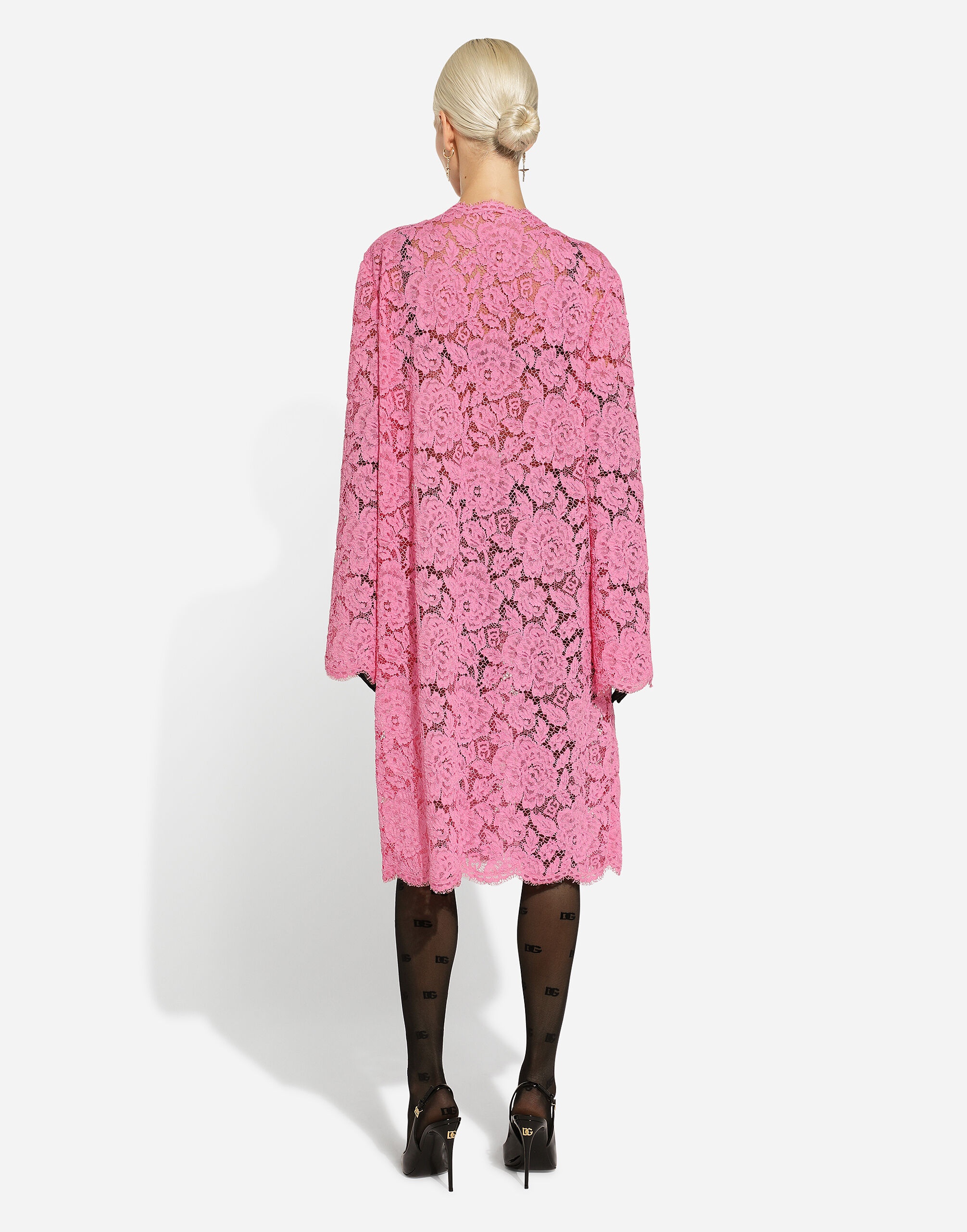 Branded floral cordonetto lace coat - 3