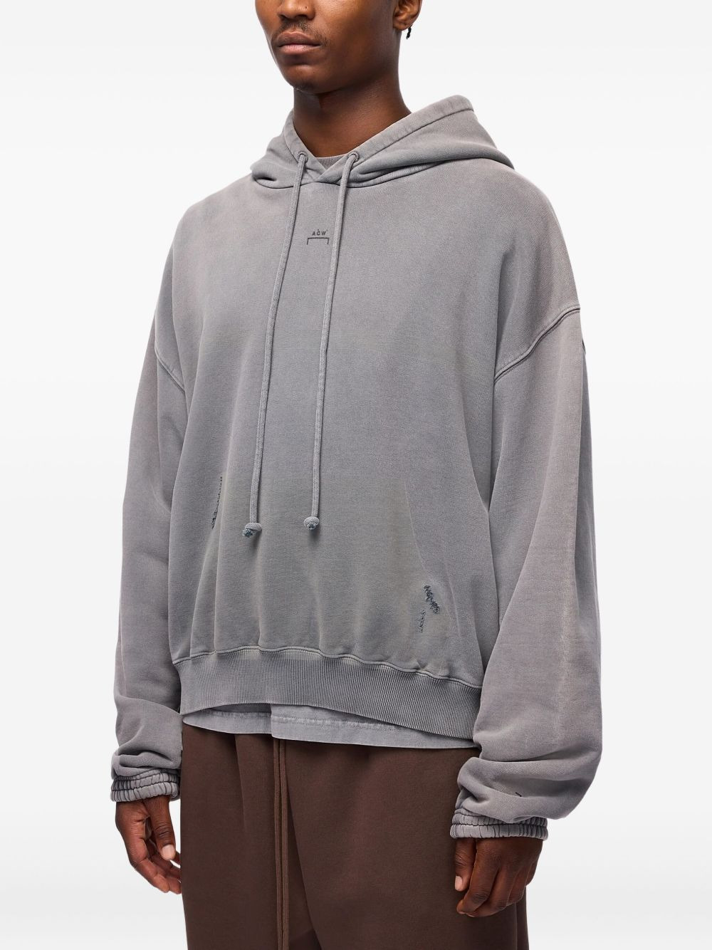 distressed cotton hoodie - 4
