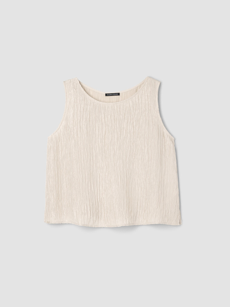 Textured Silk Jacquard Ballet Neck Tank 1