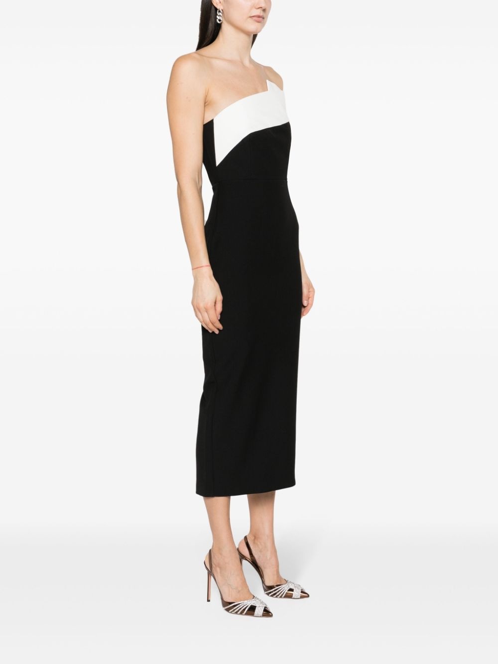 drape-detailed crepe midi dress - 3