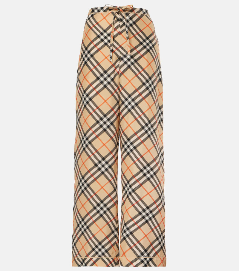 Burberry Check silk wide-leg pants - 1