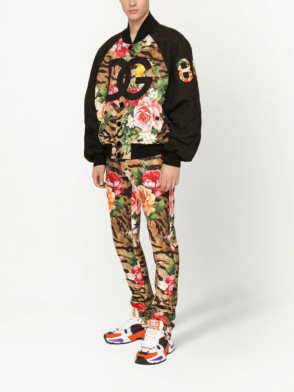 mixed-pattern jacquard bomber jacket - 3