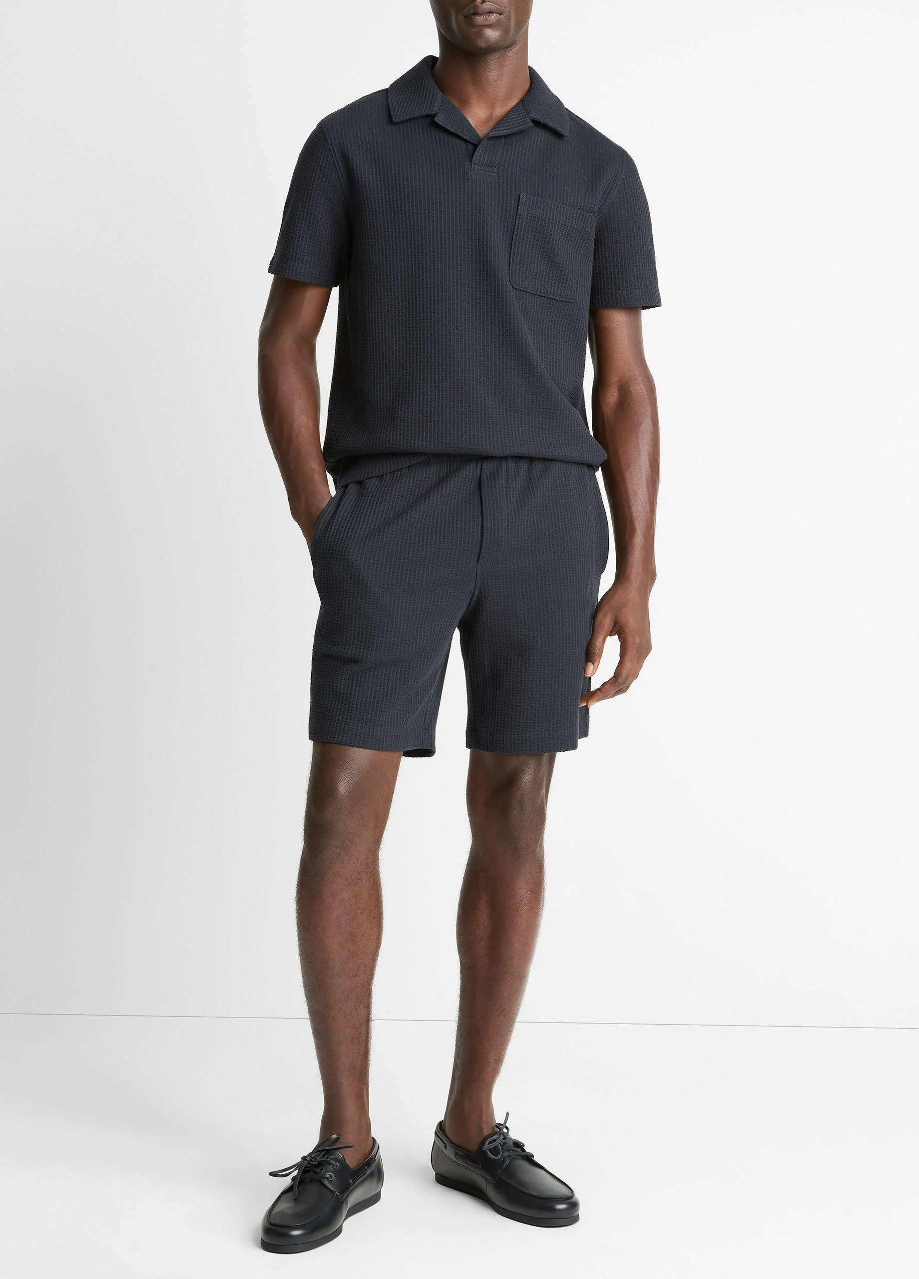 Seersucker-Knit Stretch-Cotton Short - 1