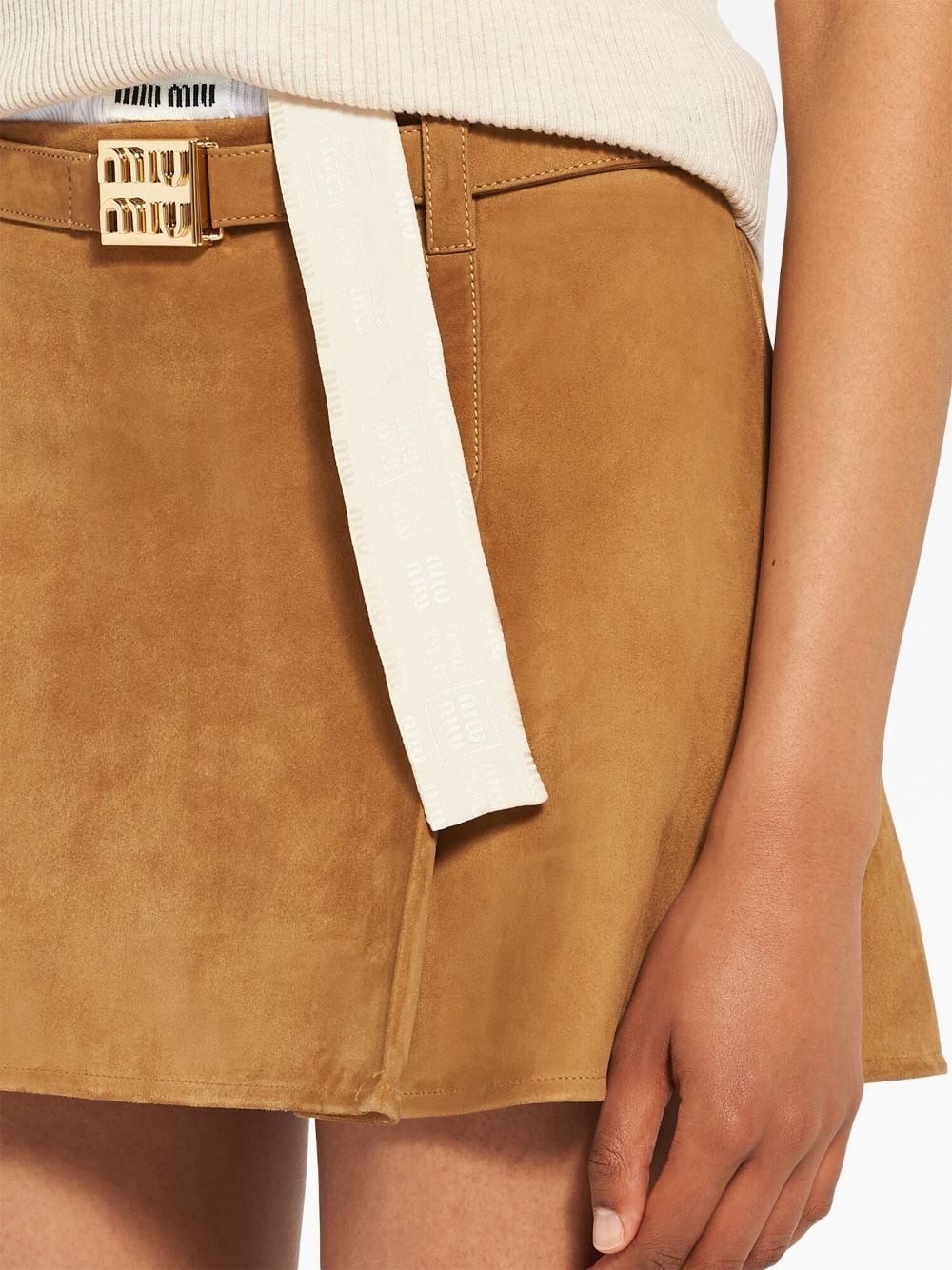 belted suede miniskirt - 5