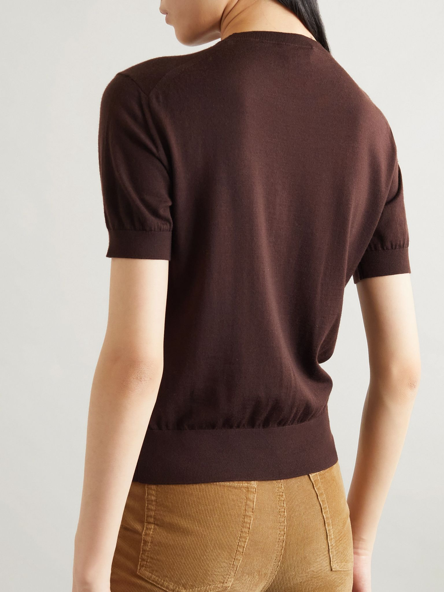 Cropped wool T-shirt Brown - 3