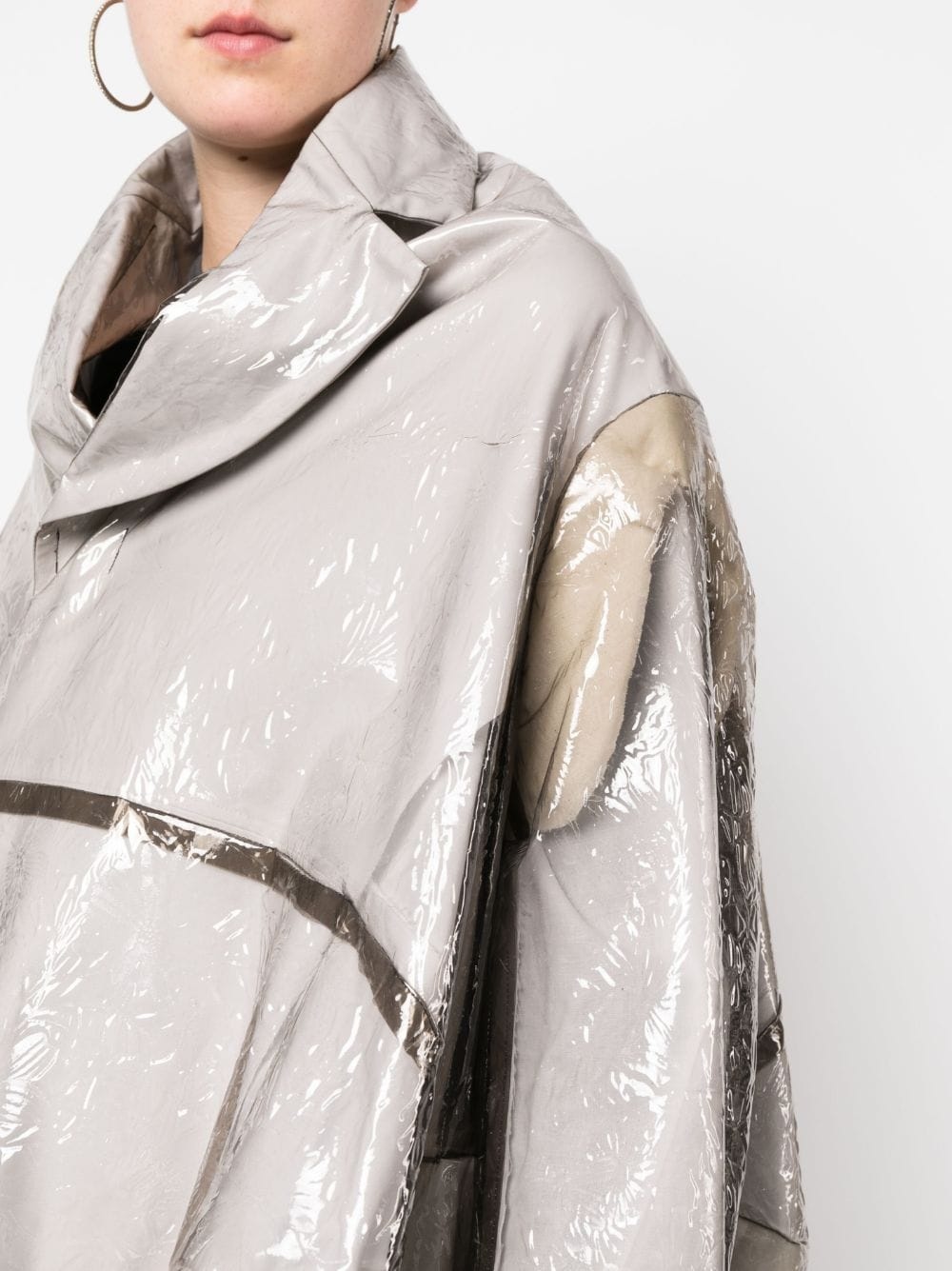 asymmetric embossed raincoat - 5