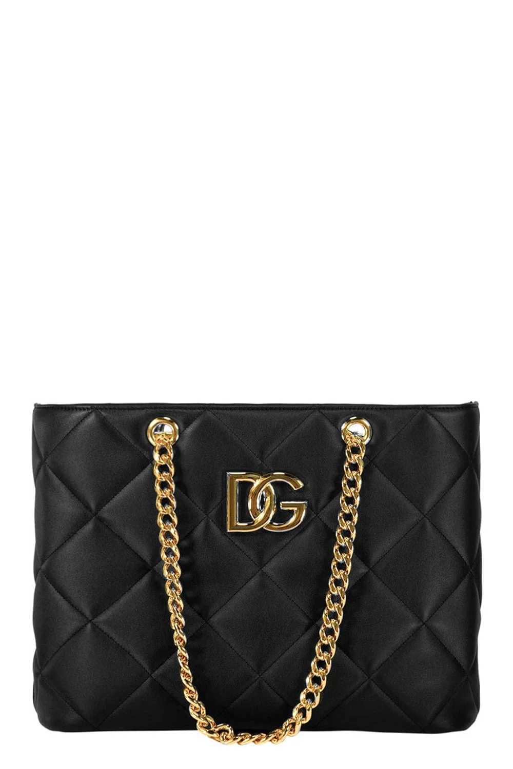 Quilted Tote With Chain Straps - 1