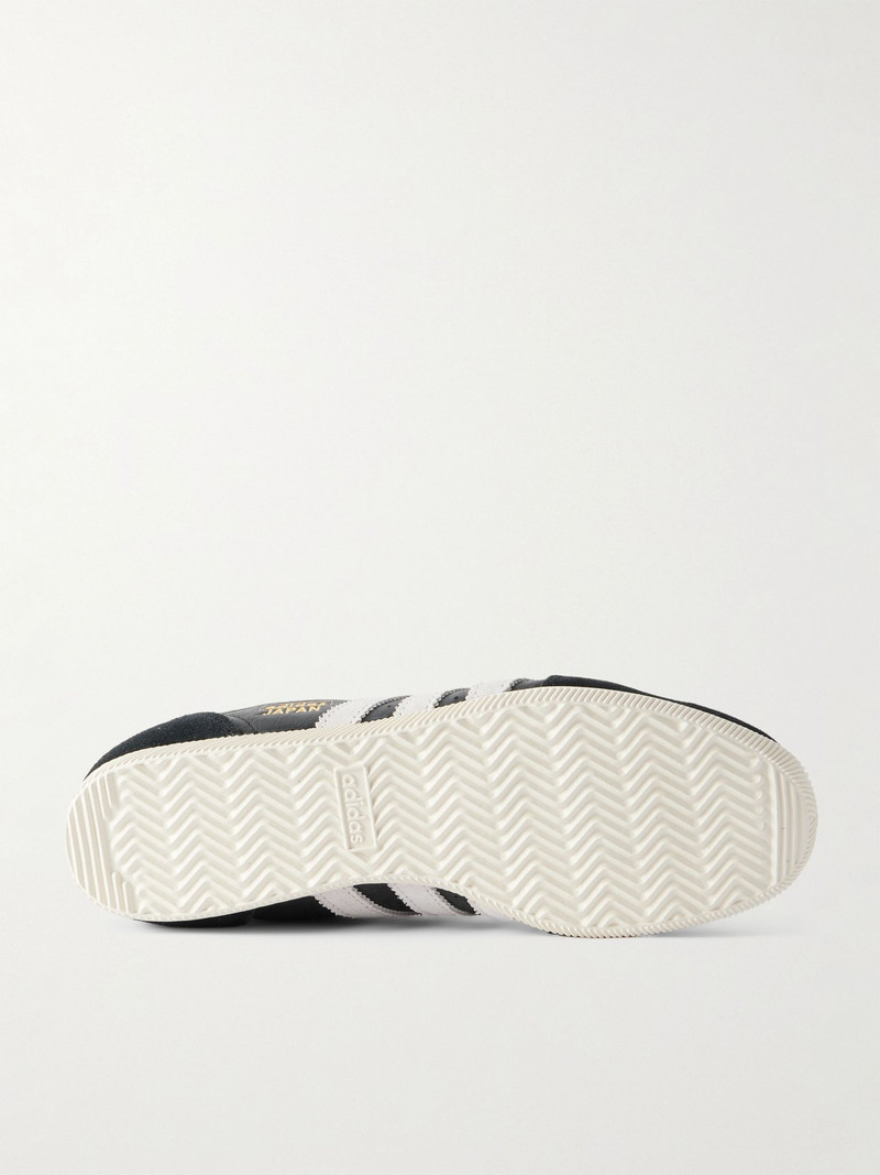 adidas Originals Japan Suede-Trimmed Tumbled-Leather Sneakers Black outlook