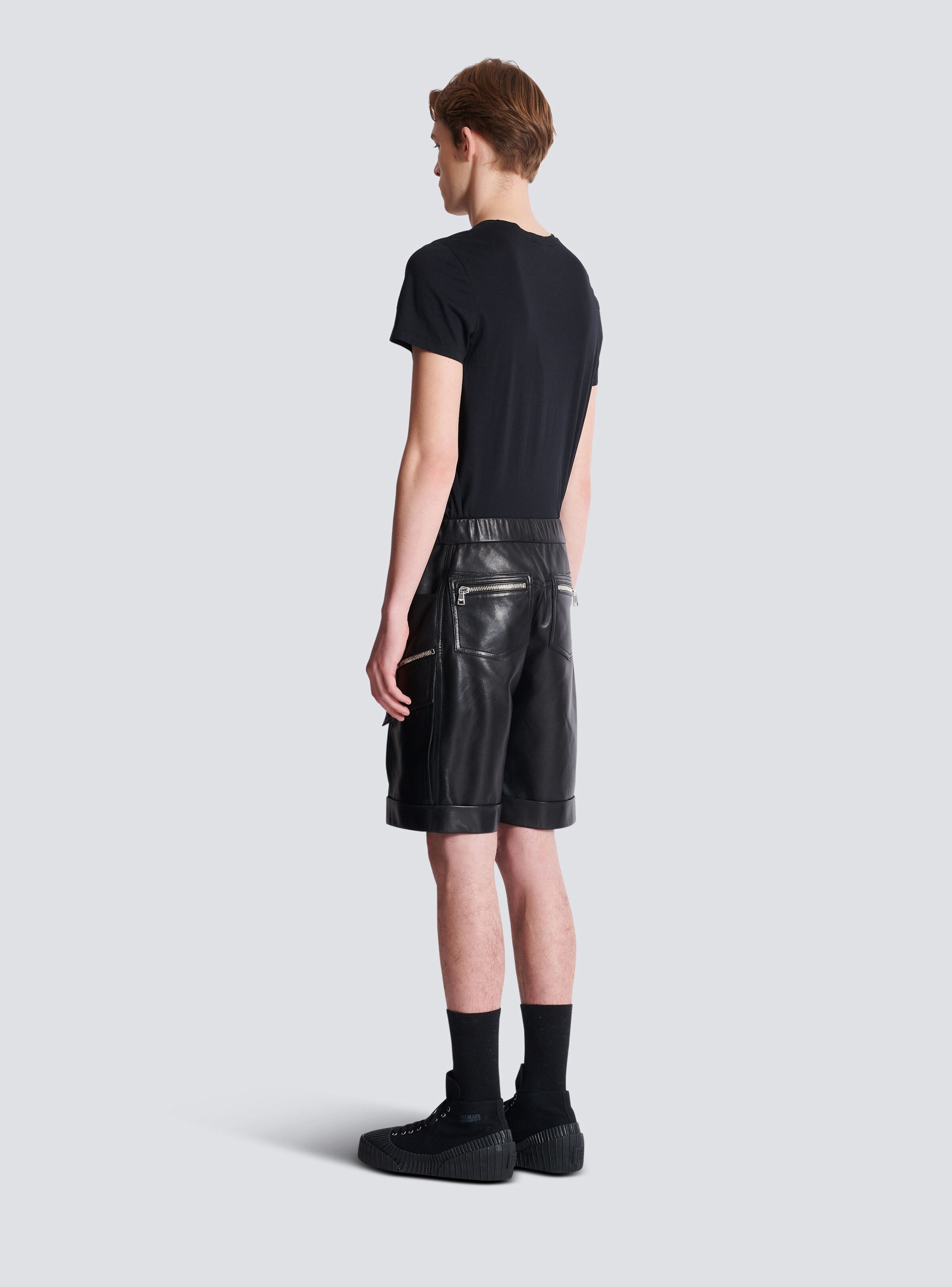 Leather cargo Bermuda shorts - 4